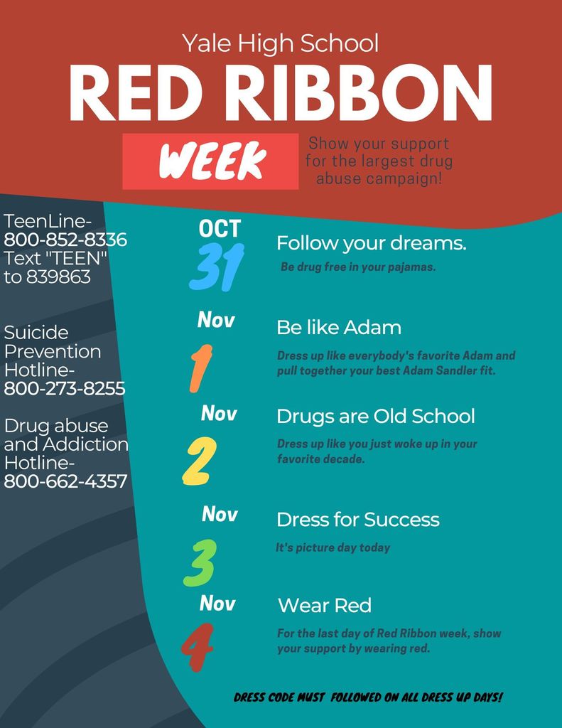 Jr. High & High School Red Ribbon Dress up Week 
